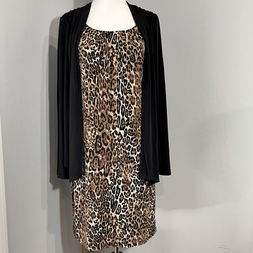 👗2 for $30  Animal print leopard dress with built in cardigan